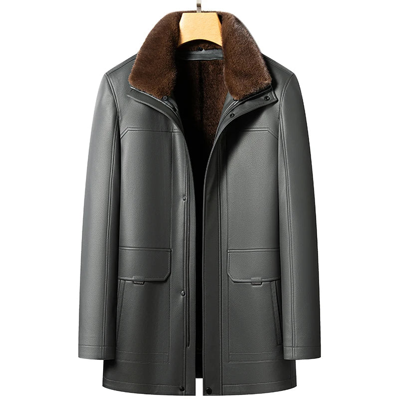 Sobretudo Genuine Leather & Mink Fur