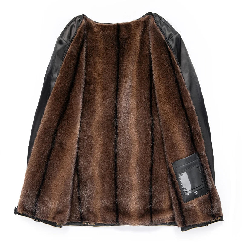 Sobretudo Genuine Leather & Mink Fur